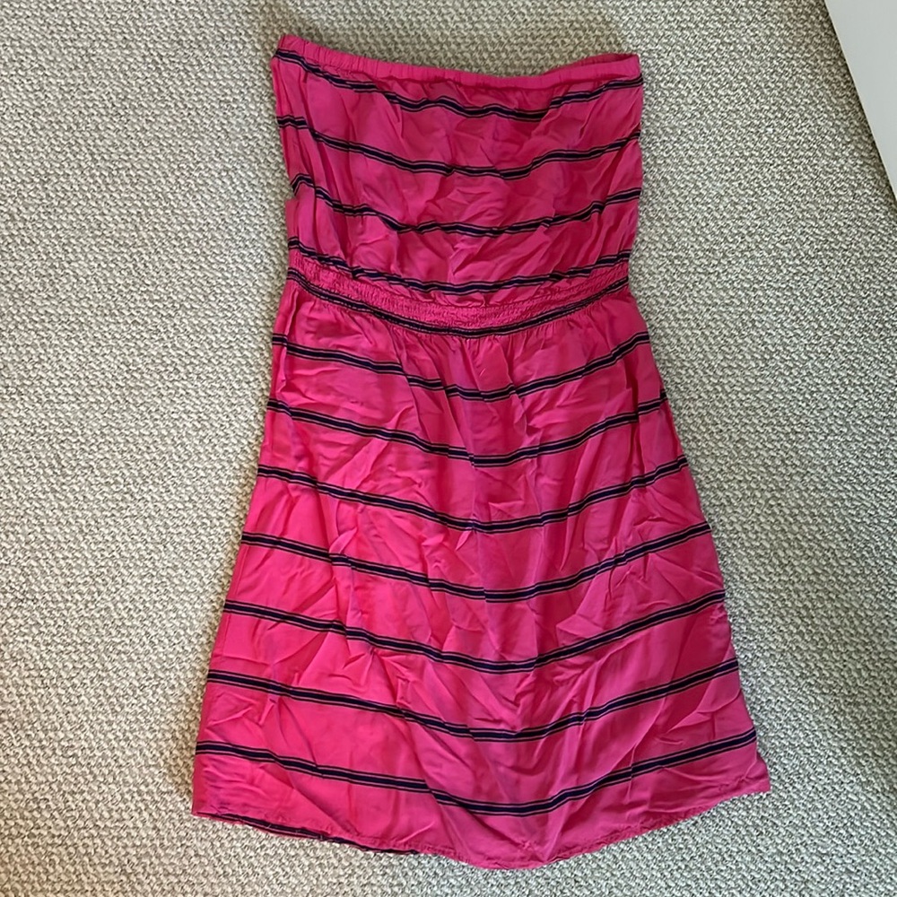 Strapless Pink and Navy Dress